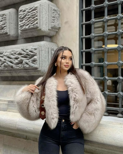 Cropped Faux Fur Coat