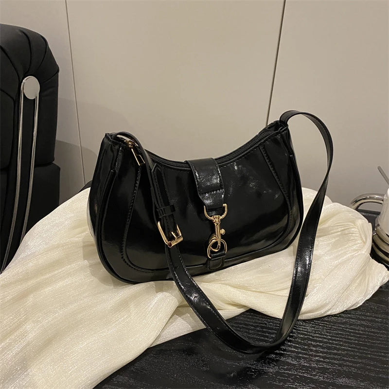 Chic Women's Crossbody Bag - Retro-Inspired Small Square Shoulder Purse with Zip Closure, Durable PU Material