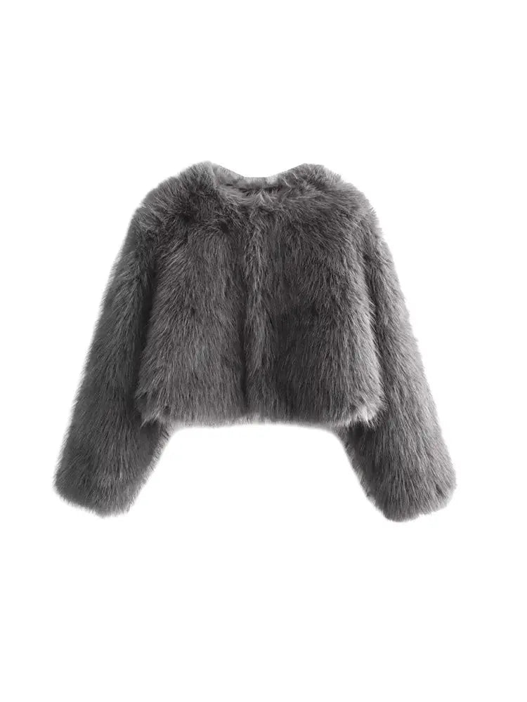 Cropped Faux Fur Coat