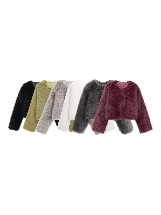 Cropped Faux Fur Coat