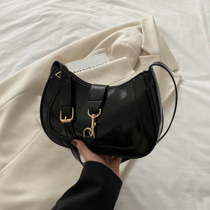 Chic Women's Crossbody Bag - Retro-Inspired Small Square Shoulder Purse with Zip Closure, Durable PU Material