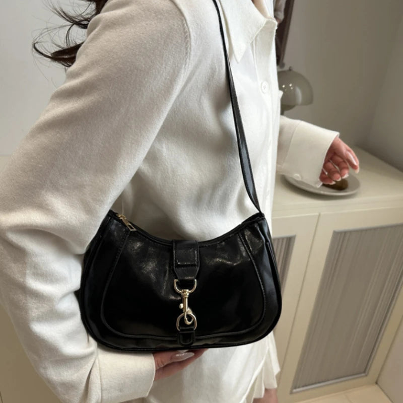 Chic Women's Crossbody Bag - Retro-Inspired Small Square Shoulder Purse with Zip Closure, Durable PU Material